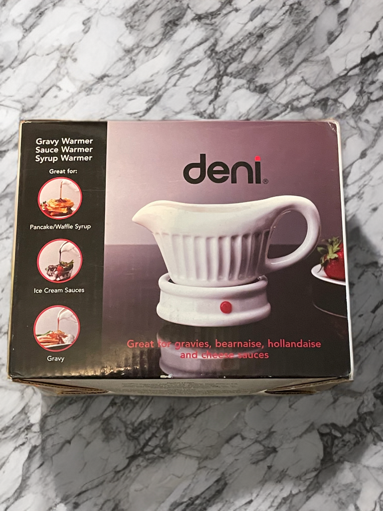 NEW Deni Electric Gravy & Sauce Warmer – Ceramic Pitcher with Warming Base (Box Slightly Damaged)
