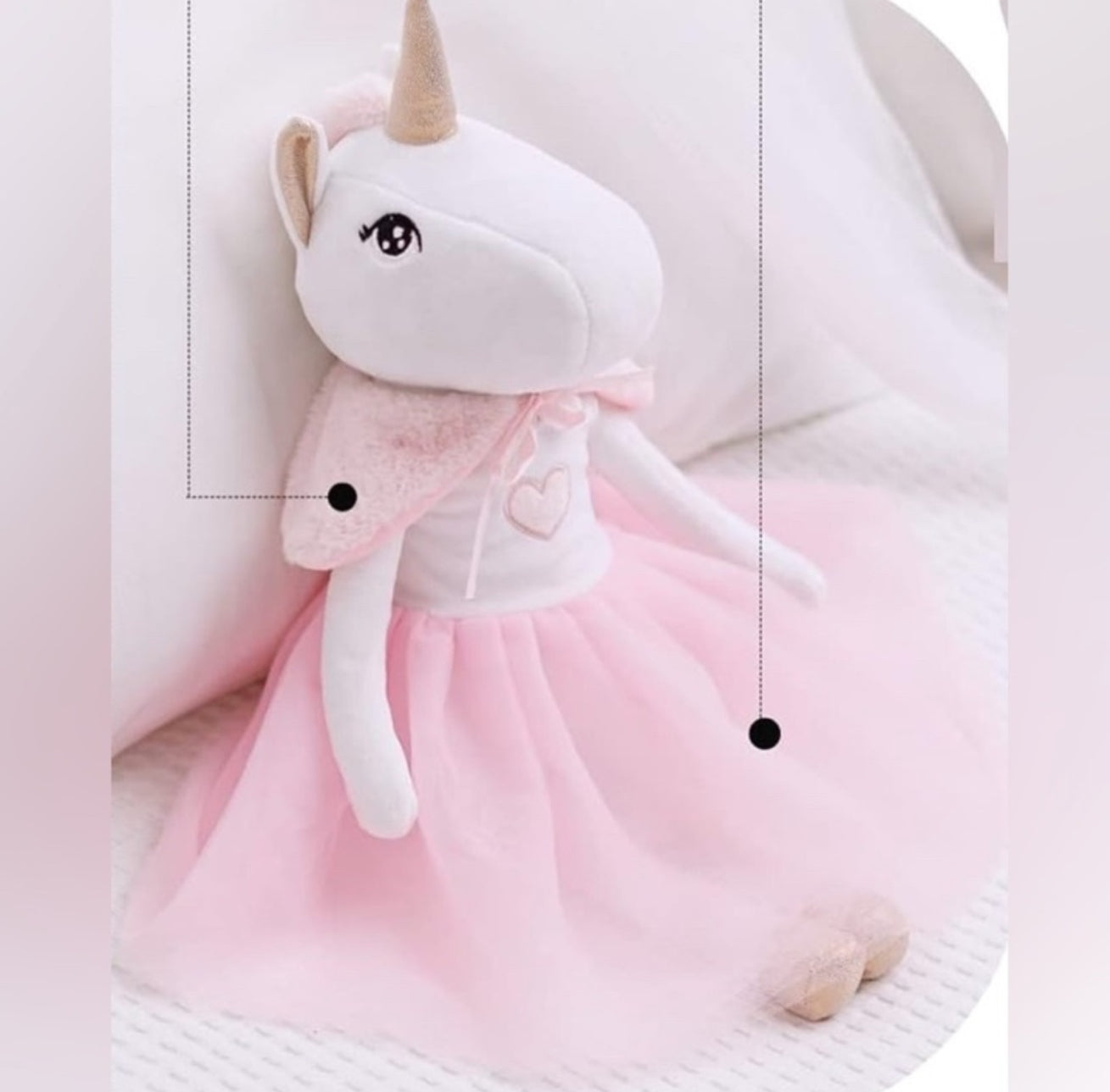 Elegant Plush Unicorn Doll in Pink Tulle Dress – Soft Toy for Kids & Decor