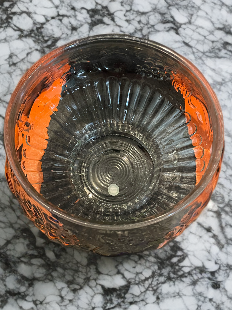 Vintage Clear Pressed Glass Punch Bowl – Classic Embossed Fruit Design (Mid-Century Style)Large Capacity